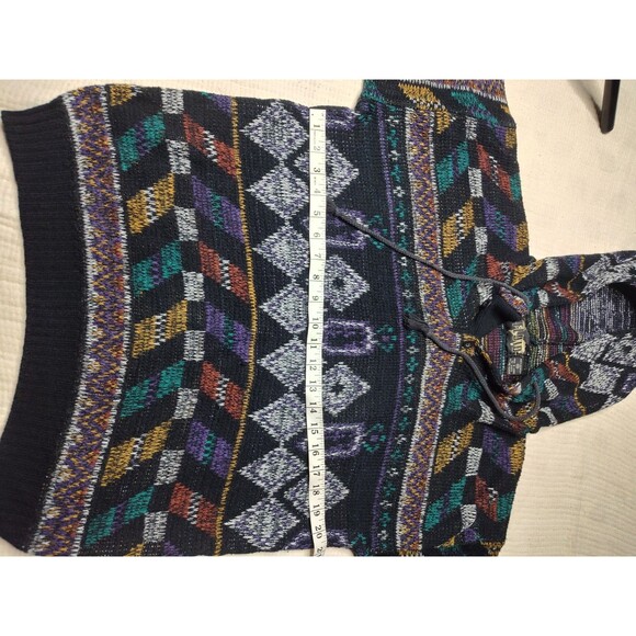 Vtg fluid size medium Baja style hooded sweater geometric sweater Rug Style - Picture 3 of 5